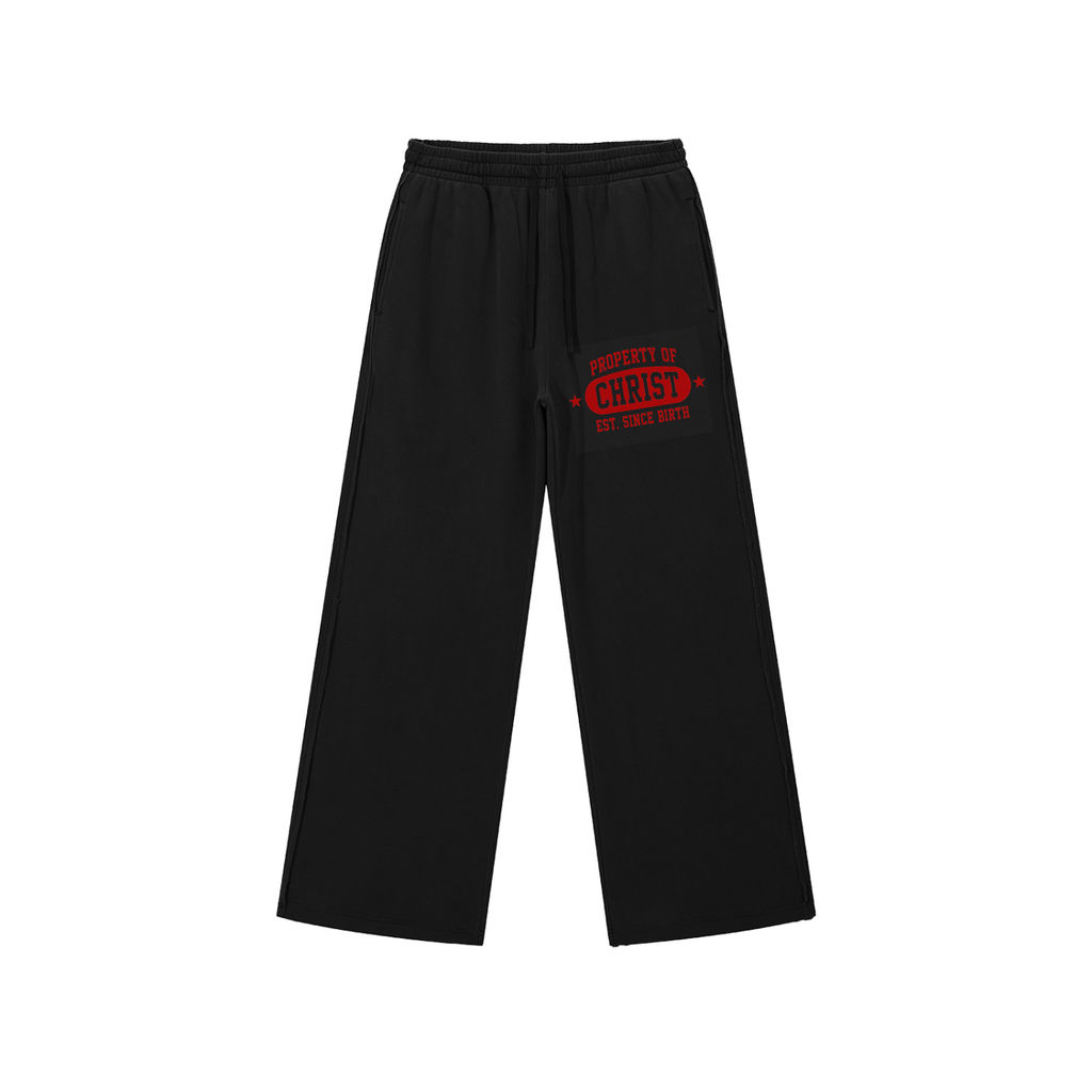 “Property Of Christ Snow” Washed Raw Edge Sweats