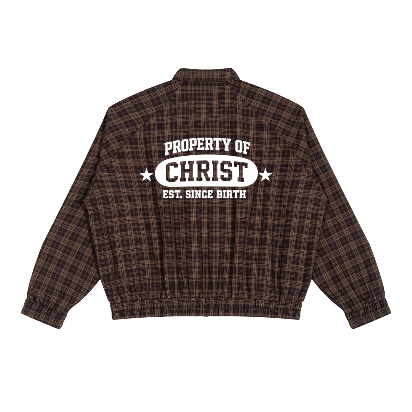 “Property of Christ” Plaid Track Jacket