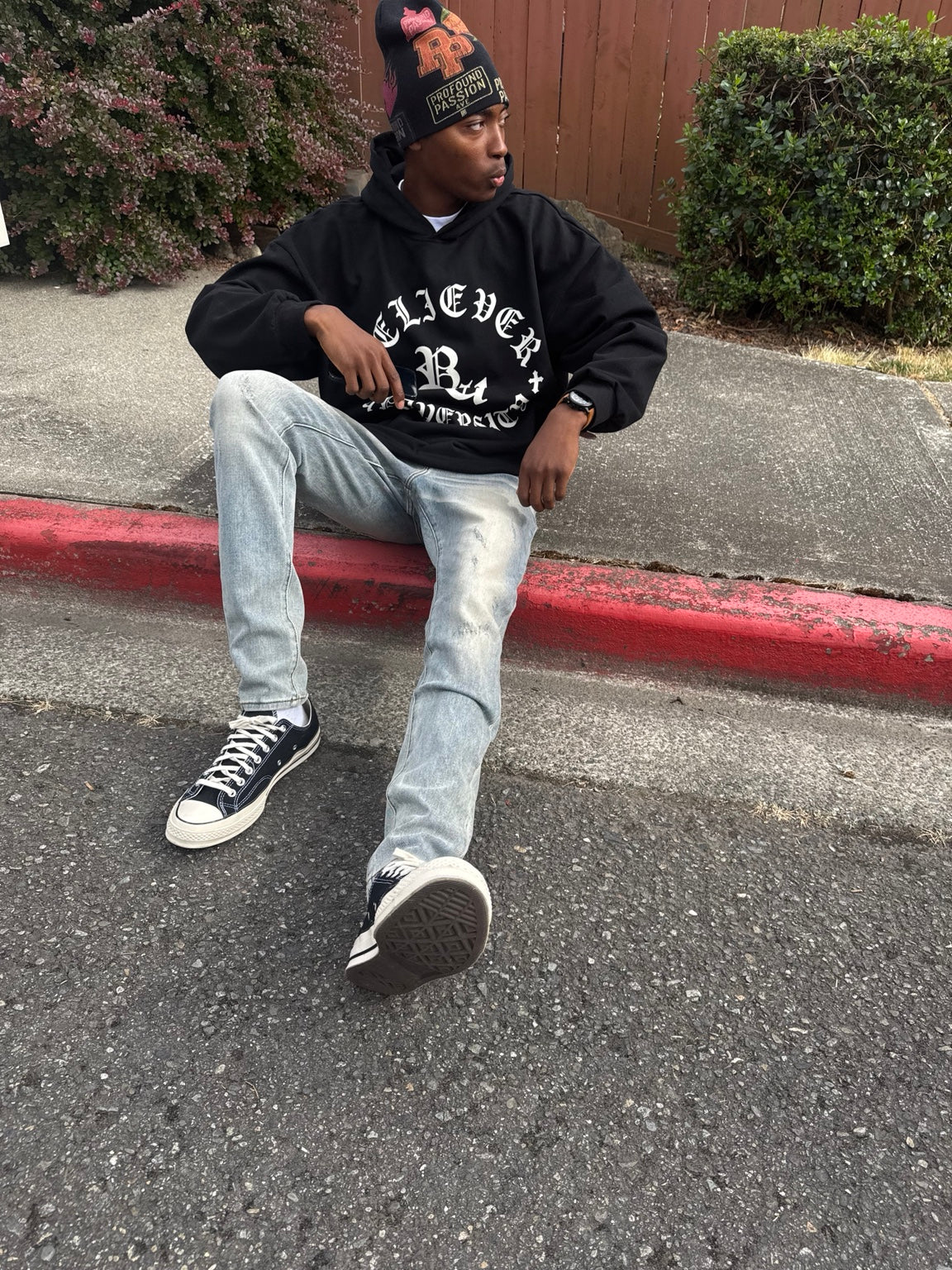“Believer University” Oversized Drawstring Hem Hoodie