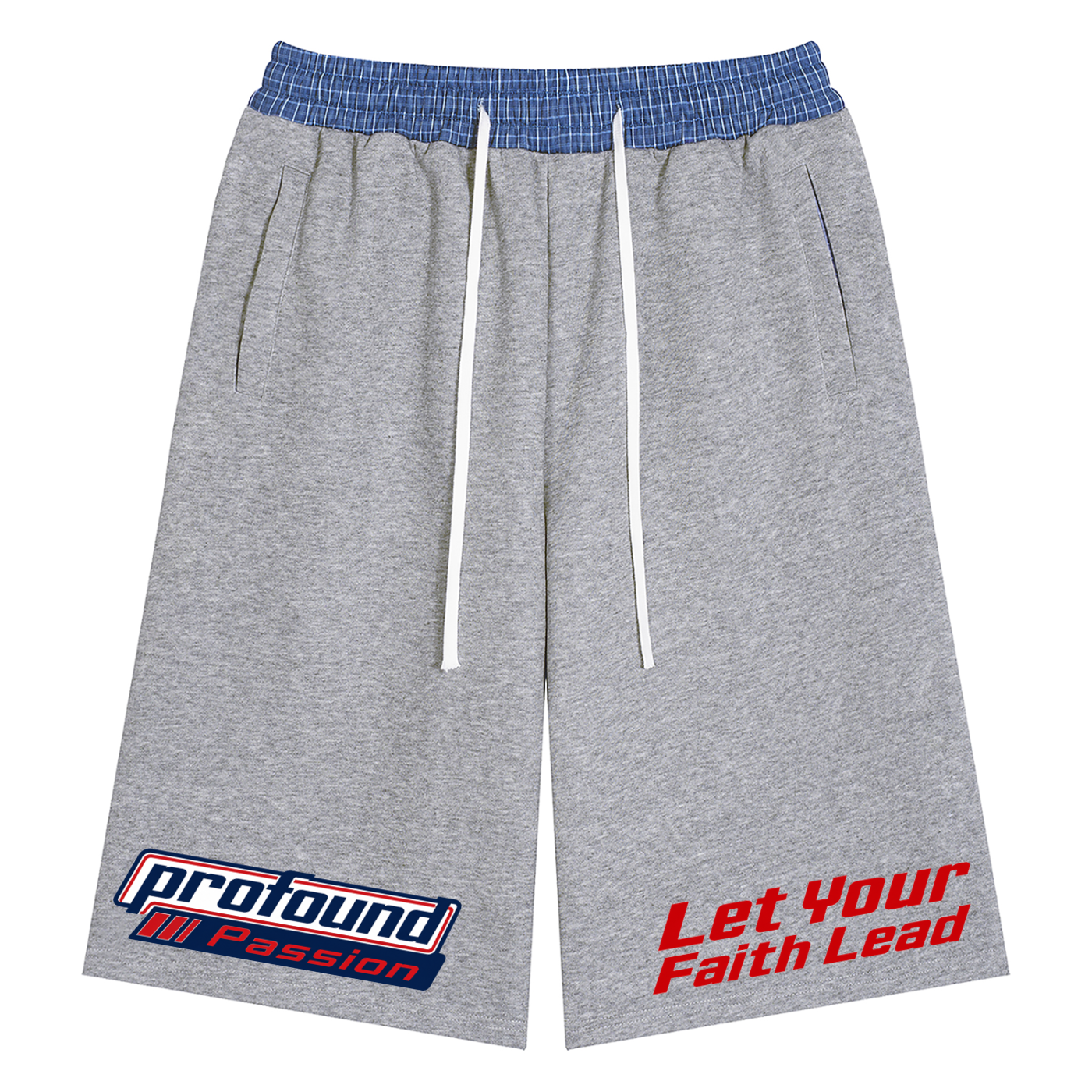 “Let Your Faith Lead” Plaid Waistband Shorts