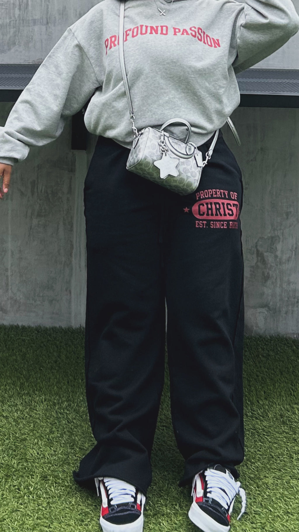 “Property Of Christ Snow” Washed Raw Edge Sweats
