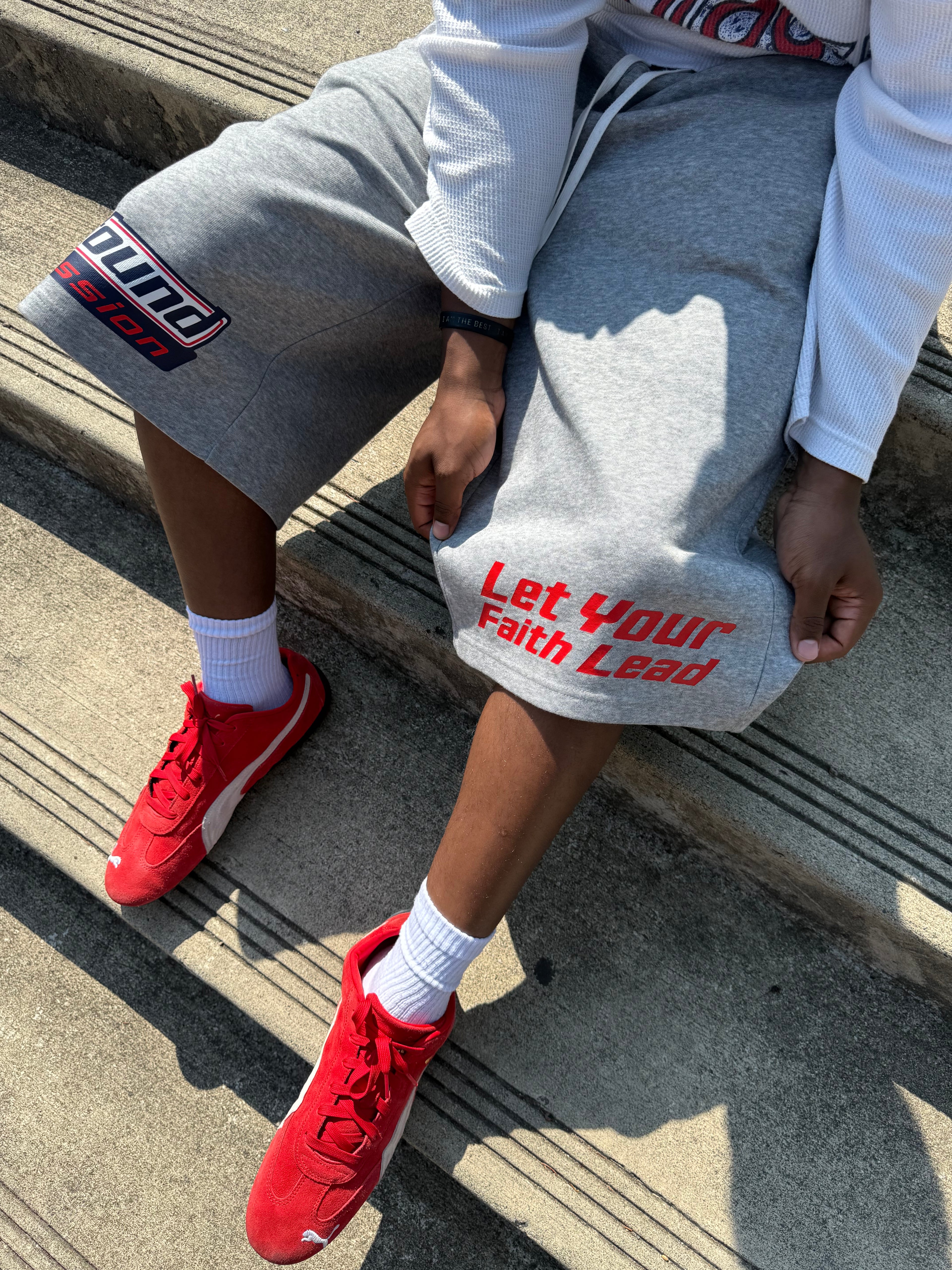 “Let Your Faith Lead” Plaid Waistband Shorts