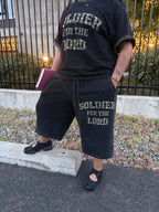 “Soldier For The Lord”  Wide Leg 3/4 Sweat shorts