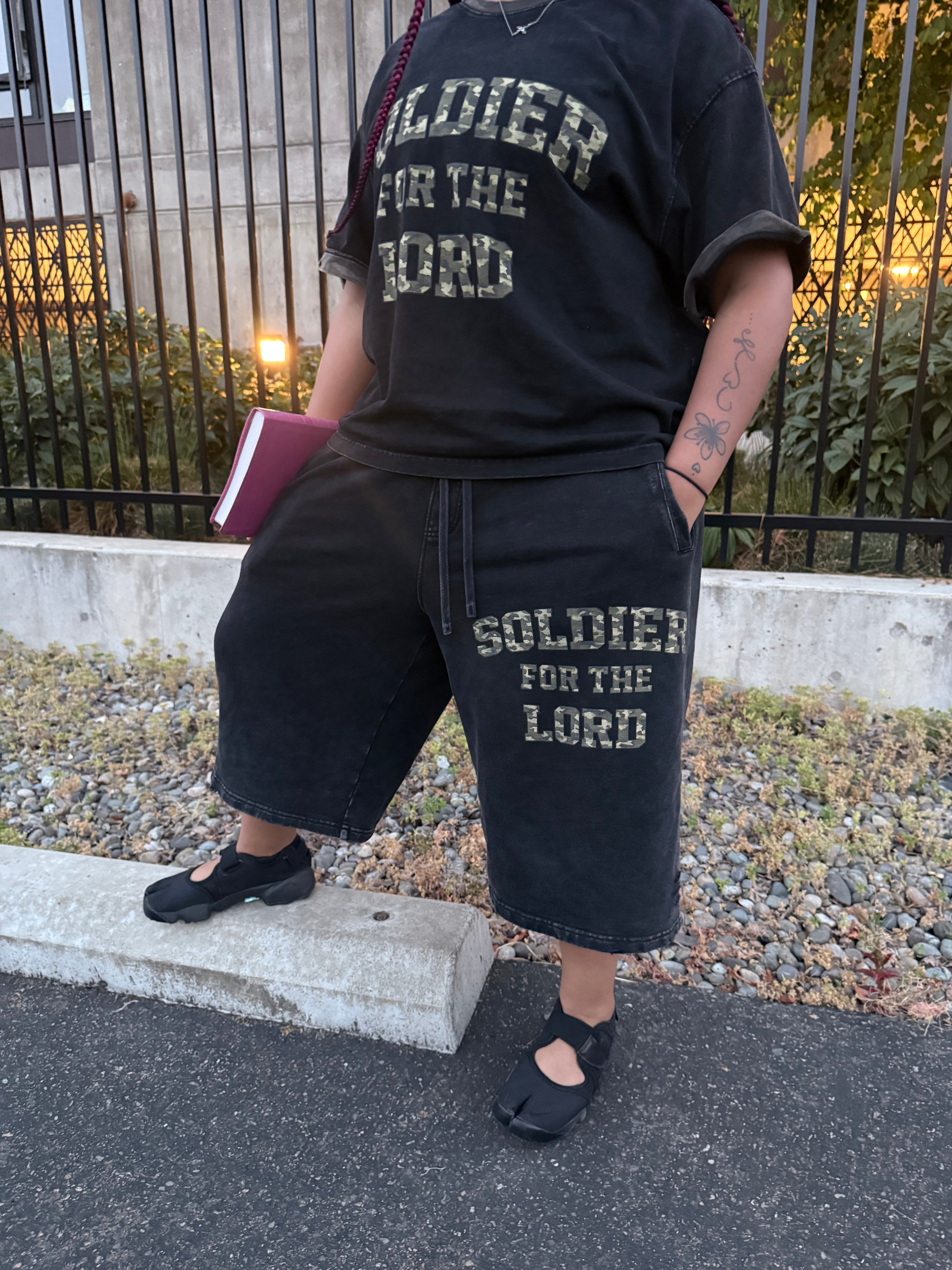 “Soldier For The Lord”  Wide Leg 3/4 Sweat shorts