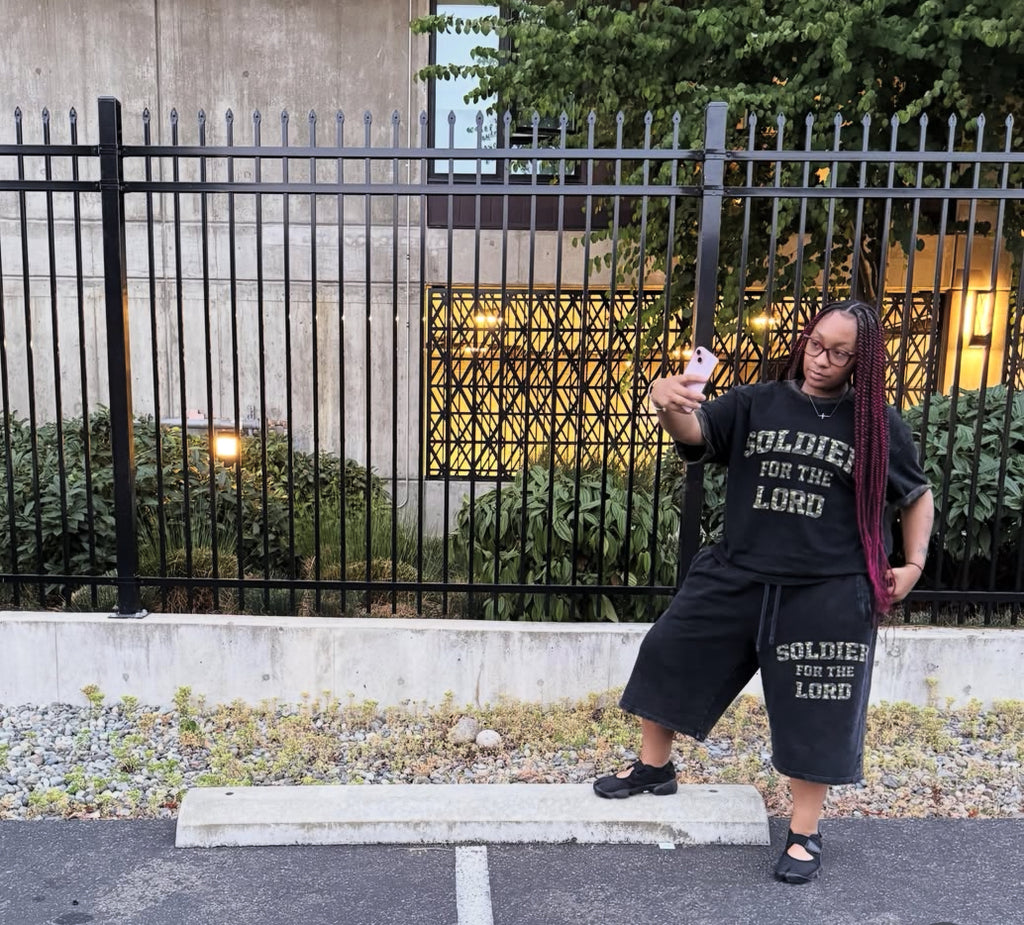 “Soldier For The Lord”  Wide Leg 3/4 Sweat shorts
