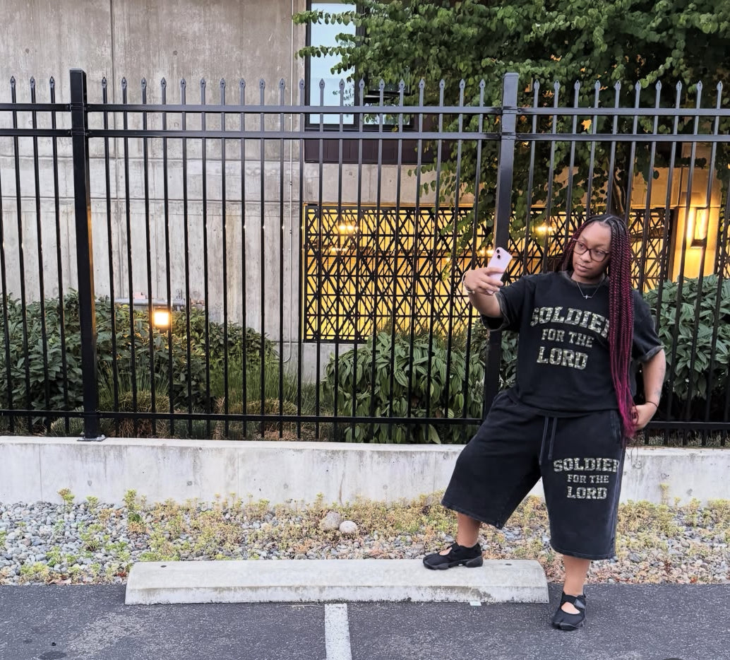 “Soldier For The Lord”  Wide Leg 3/4 Sweat shorts